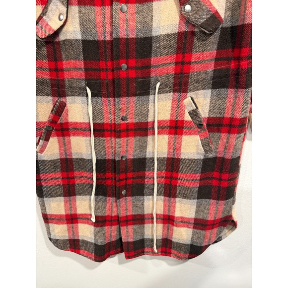 Davi & Dani Shacket Women's Large Red Plaid Flannel Drawstring Waist 3/4 Sleeve - Picture 7 of 7